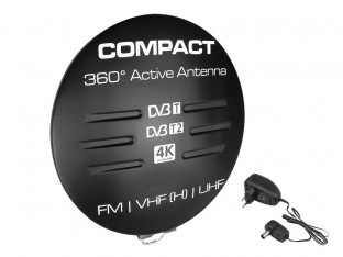 Antena DVBT Compact z zasilaczem czarna
